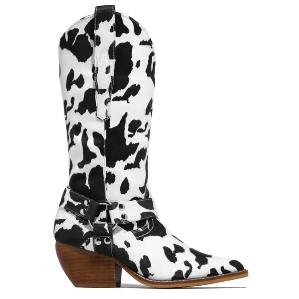 Unisex Faux Fur High Tube Boots – Round Toe Low Heel Winter Style