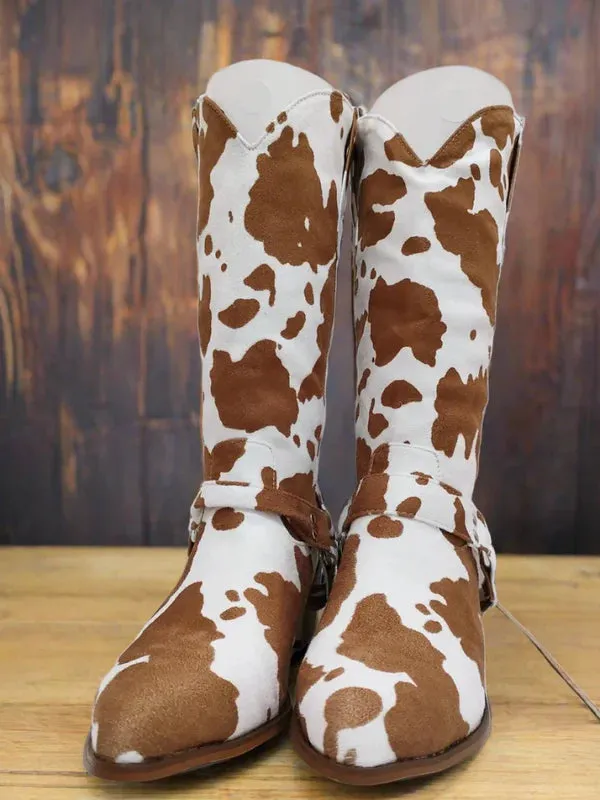 Unisex Faux Fur High Tube Boots – Round Toe Low Heel Winter Style