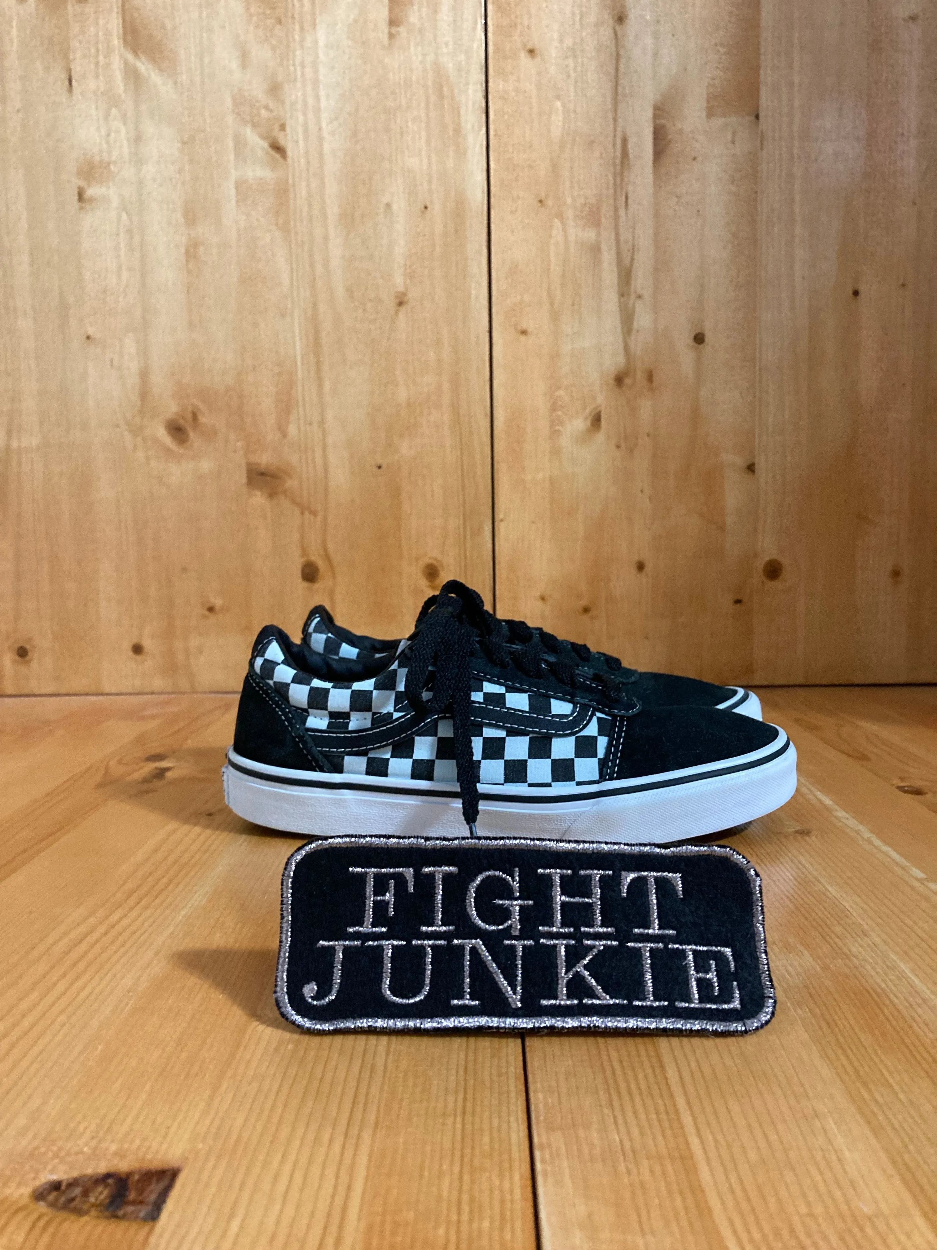 VANS OLD SKOOL PRIMARY CHECK Youth Size 5.5 Low Top Suede & Fabric Shoes Sneakers Black & White 500714
