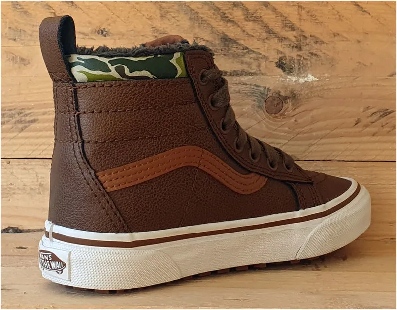 Vans Sk8 Hi Camo Fluffy Kids Leather Trainers UK1/US1.5/EU32 721356 Brown/Green