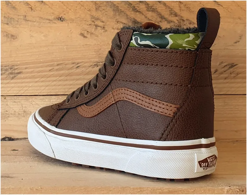 Vans Sk8 Hi Camo Fluffy Kids Leather Trainers UK1/US1.5/EU32 721356 Brown/Green