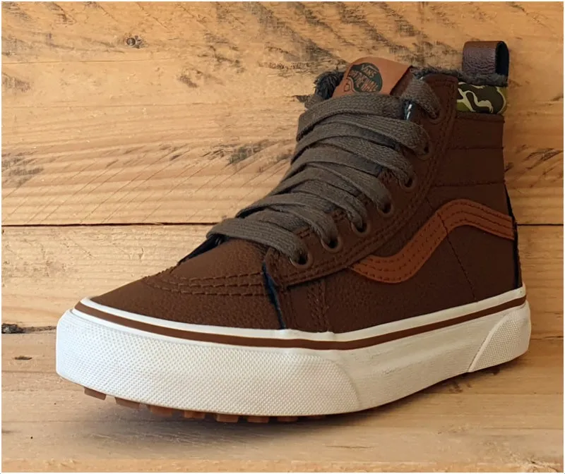 Vans Sk8 Hi Camo Fluffy Kids Leather Trainers UK1/US1.5/EU32 721356 Brown/Green