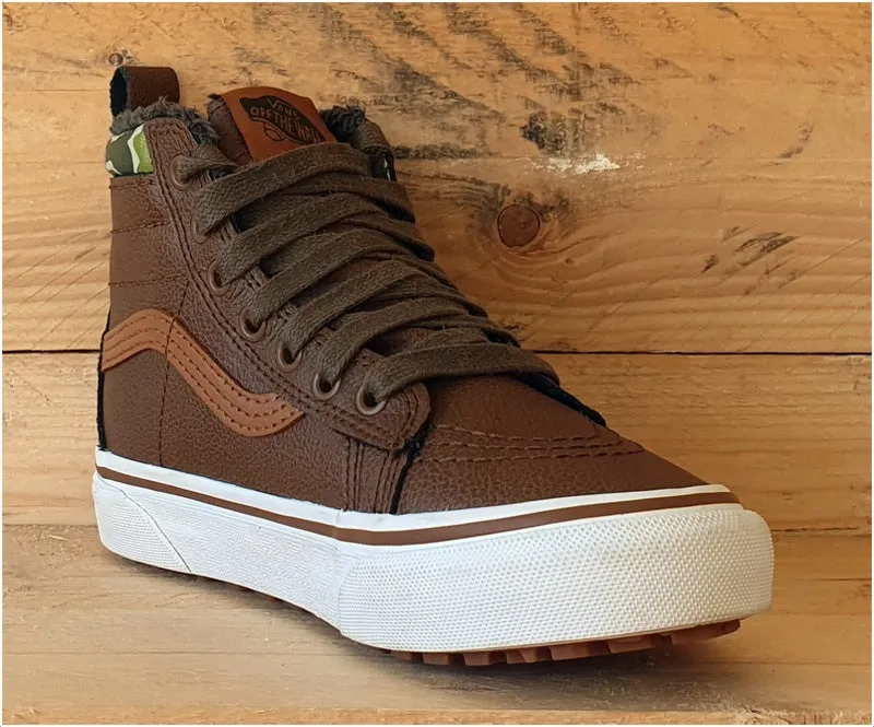 Vans Sk8 Hi Camo Fluffy Kids Leather Trainers UK1/US1.5/EU32 721356 Brown/Green