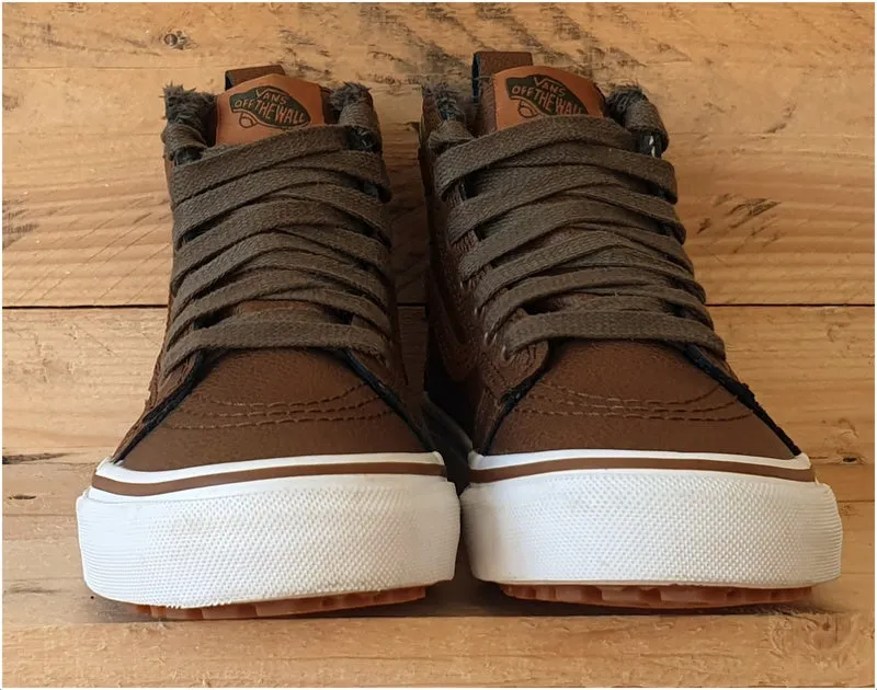 Vans Sk8 Hi Camo Fluffy Kids Leather Trainers UK1/US1.5/EU32 721356 Brown/Green