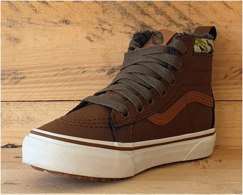 Vans Sk8 Hi Camo Fluffy Kids Leather Trainers UK1/US1.5/EU32 721356 Brown/Green