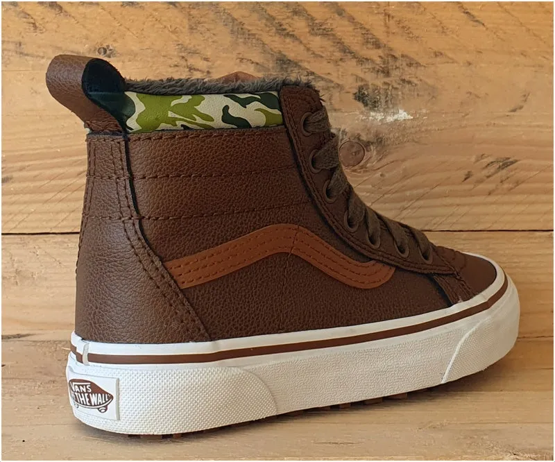 Vans Sk8 Hi Camo Fluffy Kids Leather Trainers UK1/US1.5/EU32 721356 Brown/Green
