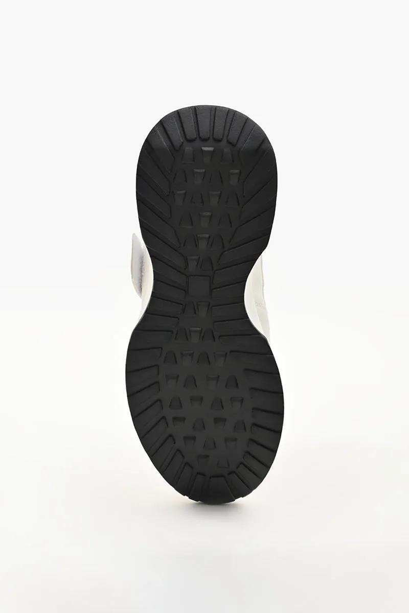 White Elasticated Solid Sneakers