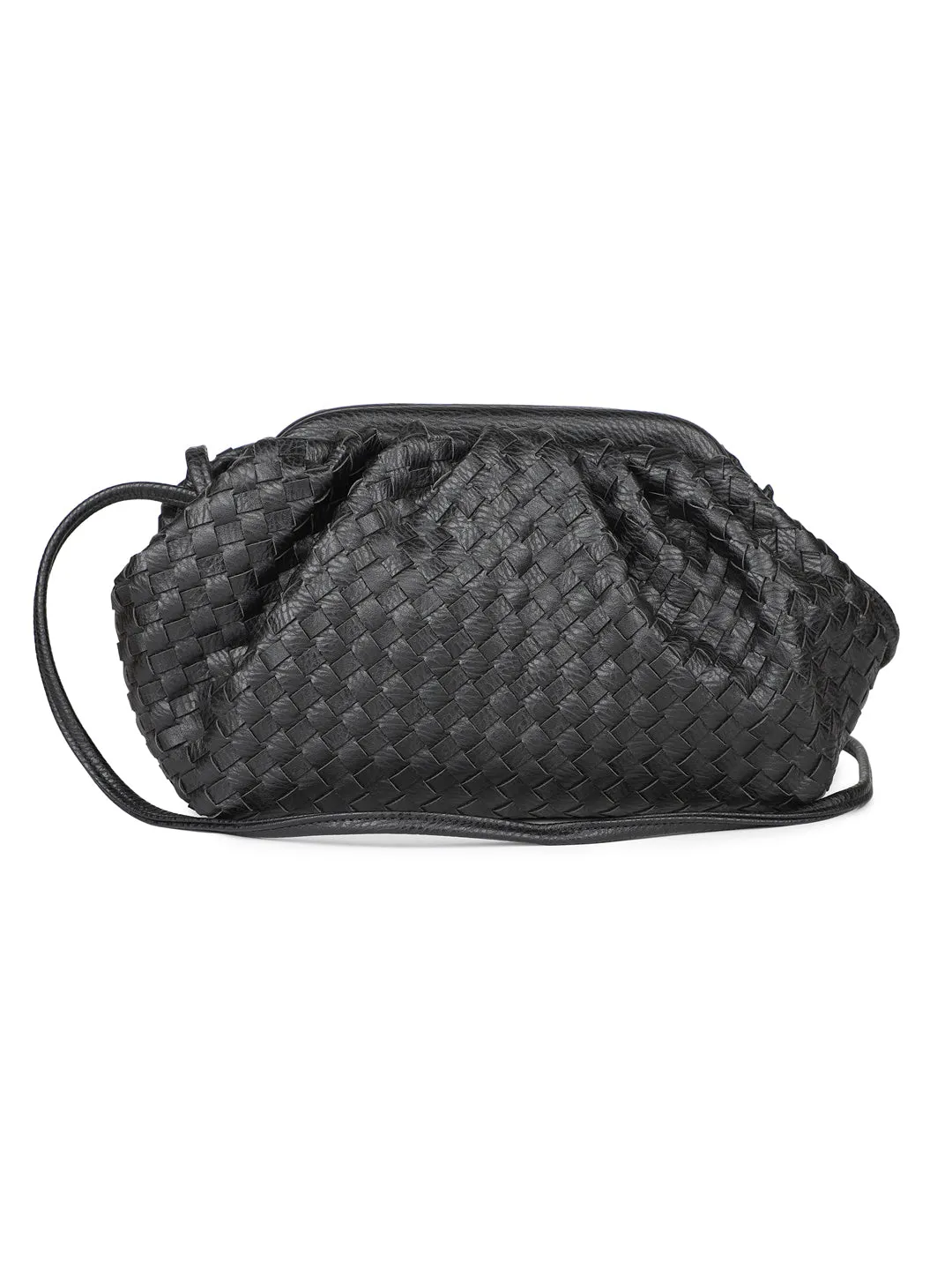 Women Black Animal Textured Solid Sling Bag