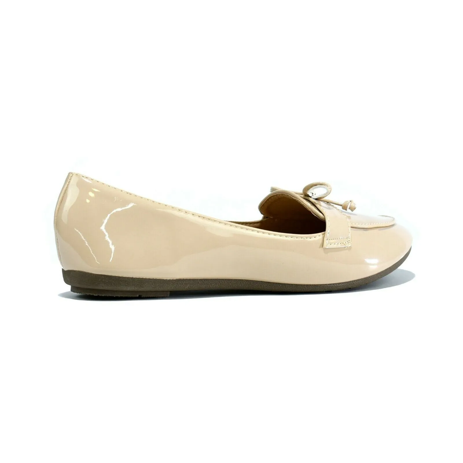 Women's Beige Patent Slip On Court Shoes