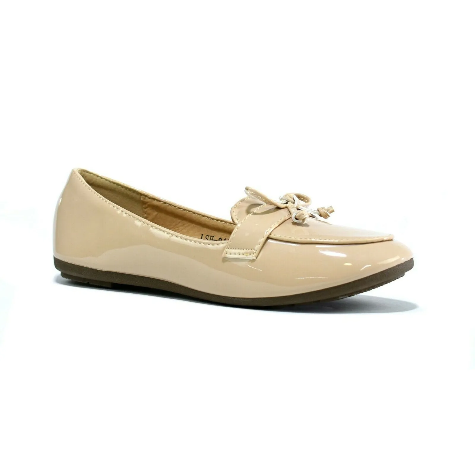 Women's Beige Patent Slip On Court Shoes