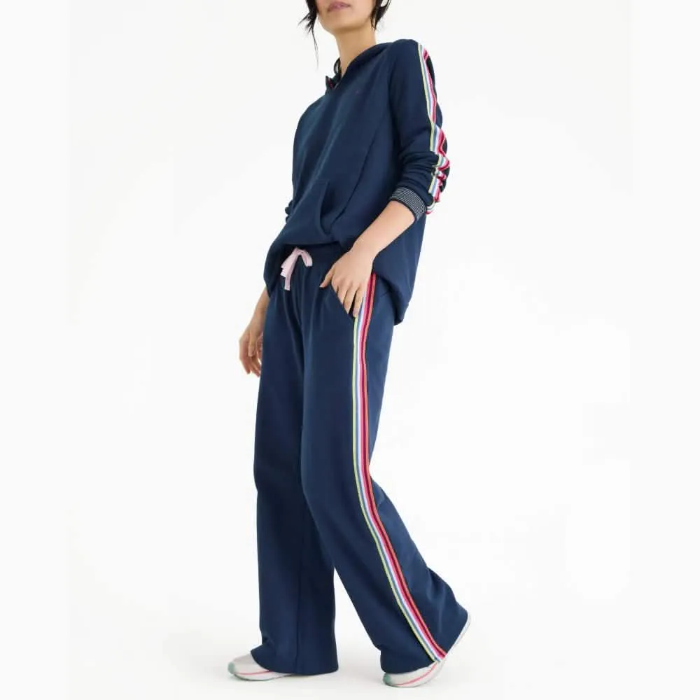 women's navy cotton magnetic track pant