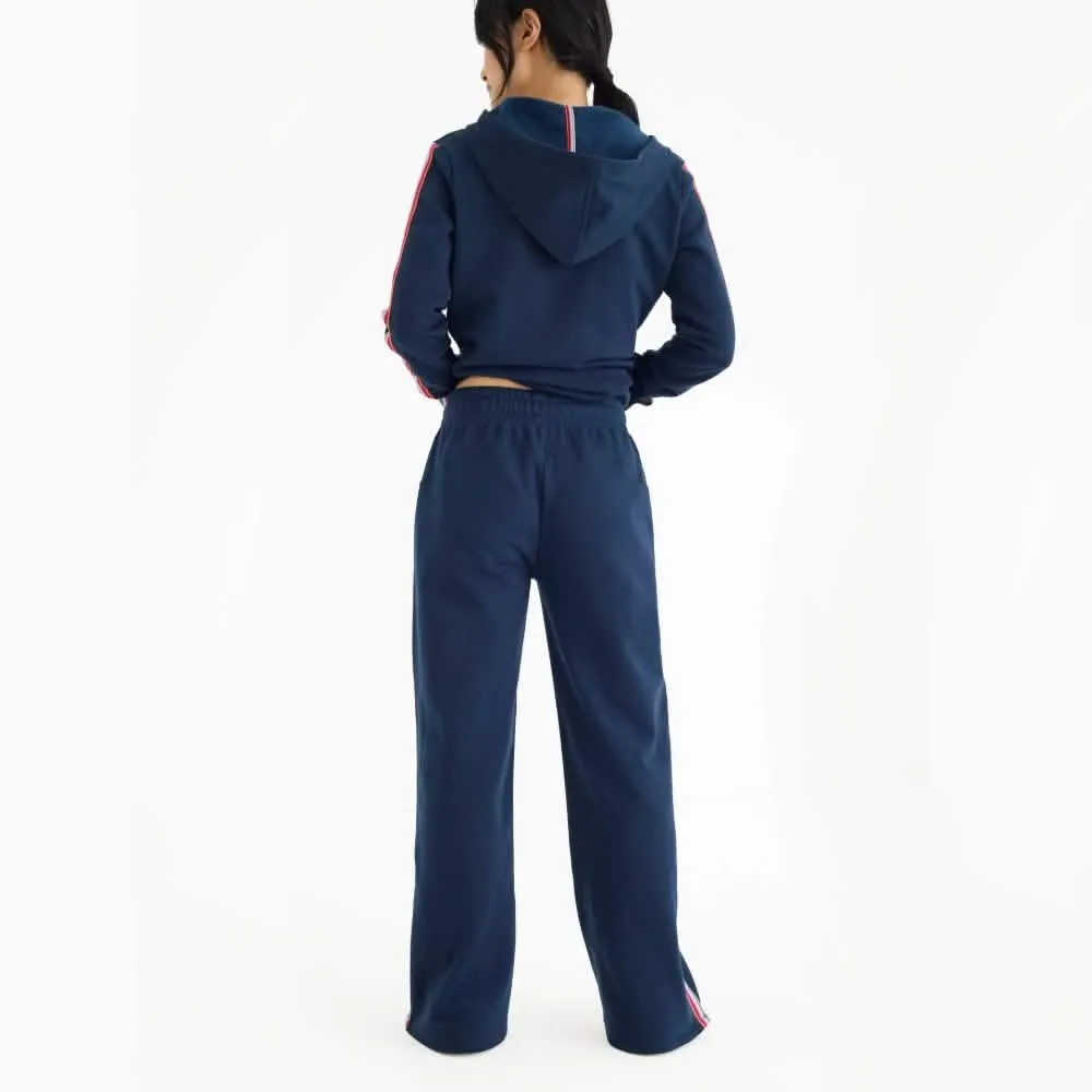 women's navy cotton magnetic track pant
